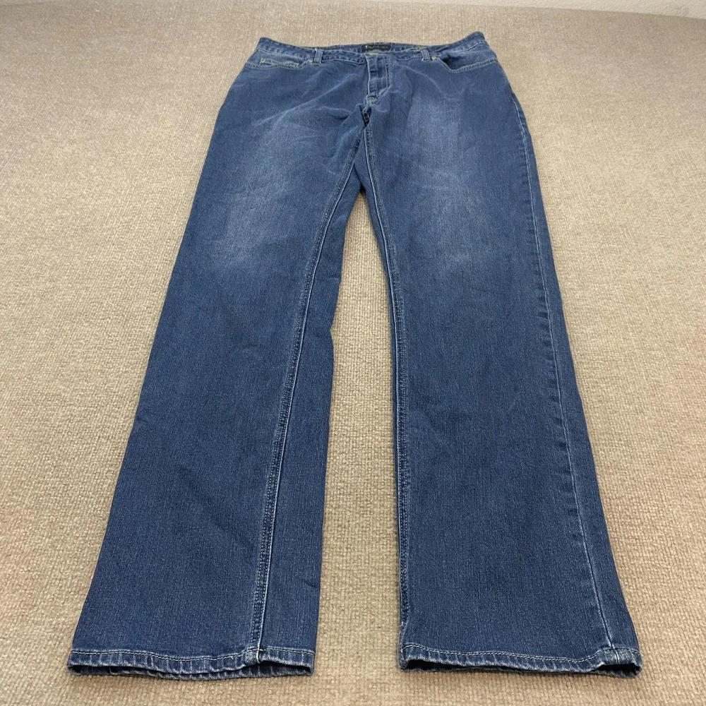 American Tall Jeans Mens 38x36 Blue Medium Wash Relaxed Straight Stretch Denim